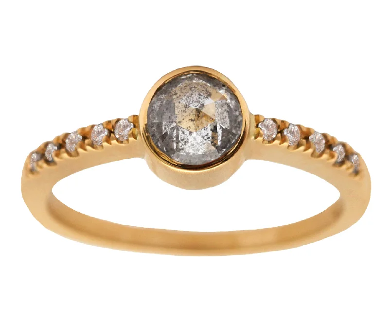 Shop Trending Jewelry With Exclusive Savings 0.50ct Round Rose-cut Grey Diamond & Yellow Gold Pavé Ring Shop Trending Jewelry With Exclusive Savings 0.50ct Round Rose-cut Grey Diamond & Yellow Gold Pavé Ring