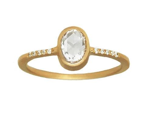 Chic And Stylish Jewelry At Exclusive Prices 0.50ct Oval Rose-cut White Diamond & Pavé Bezel Ring Chic And Stylish Jewelry At Exclusive Prices 0.50ct Oval Rose-cut White Diamond & Pavé Bezel Ring