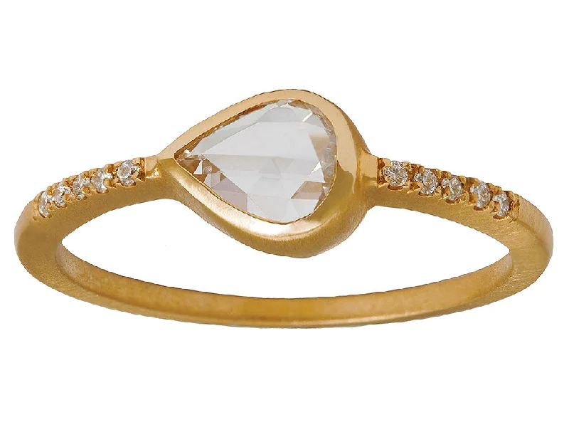Seasonal Jewelry Sale – Upgrade Your Collection Pear Rose cut Diamond Pavé Ring