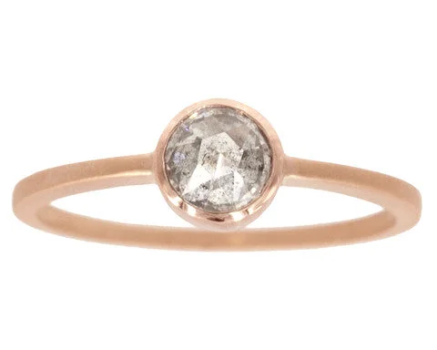 Waterproof Stainless Steel Jewelry For Lasting Beauty 0.50ct Round Rose-cut Grey Diamond & Rose Gold Bezel Ring Waterproof Stainless Steel Jewelry For Lasting Beauty 0.50ct Round Rose-cut Grey Diamond & Rose Gold Bezel Ring
