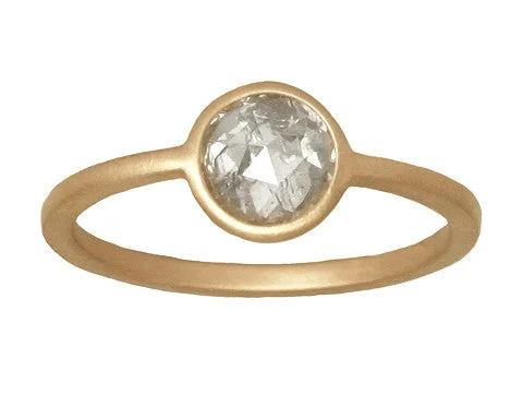 Dainty And Elegant Jewelry Now At Reduced Prices 0.90ct Round Rose-cut Grey Diamond & Yellow Gold Wire Ring