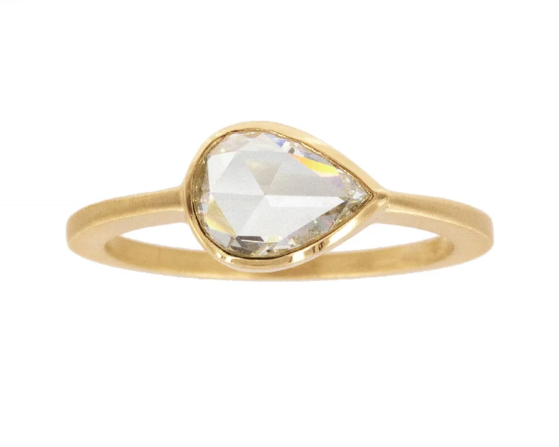 Gorgeous Jewelry, Limited-Time Savings 1ct Pear Rose-cut White Diamond & Yellow Gold Ring Gorgeous Jewelry, Limited-Time Savings 1ct Pear Rose-cut White Diamond & Yellow Gold Ring