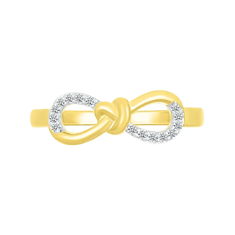 Modern Statement Jewelry For Bold Styling 1/10 CTW Diamond Infinity Ring in 10KT Yellow Gold Modern Statement Jewelry For Bold Styling 1/10 CTW Diamond Infinity Ring in 10KT Yellow Gold