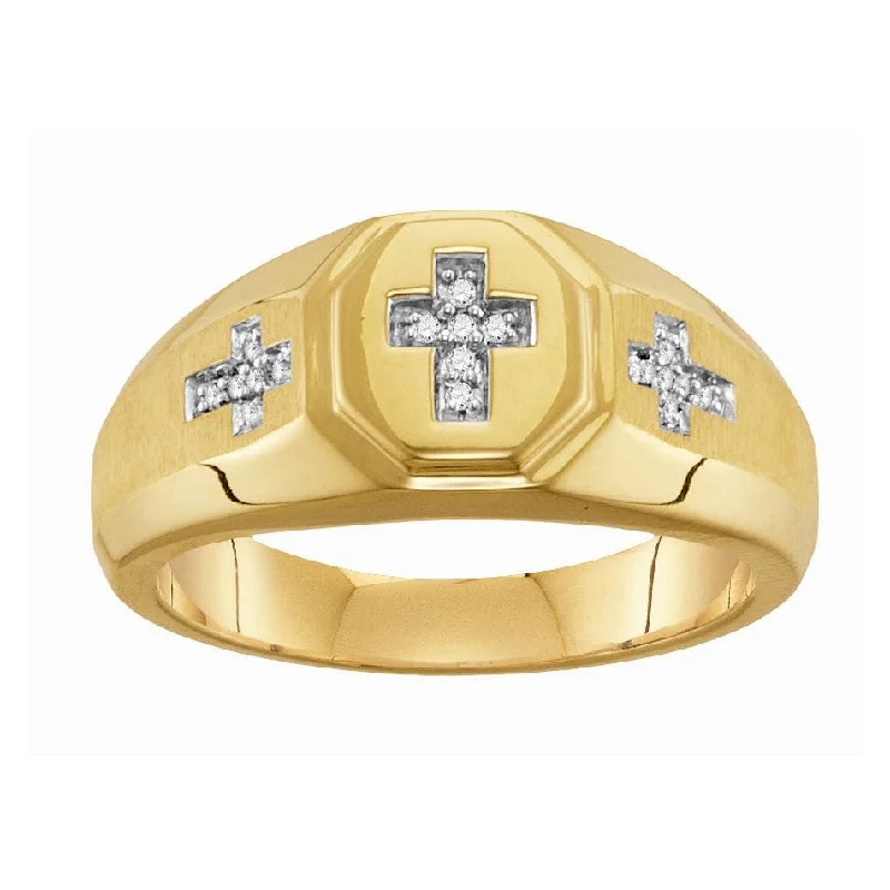 Special Deals On Handcrafted And Designer Jewelry 1/14 CTW Diamond Cross Ring in 10KT Yellow Gold Special Deals On Handcrafted And Designer Jewelry 1/14 CTW Diamond Cross Ring in 10KT Yellow Gold