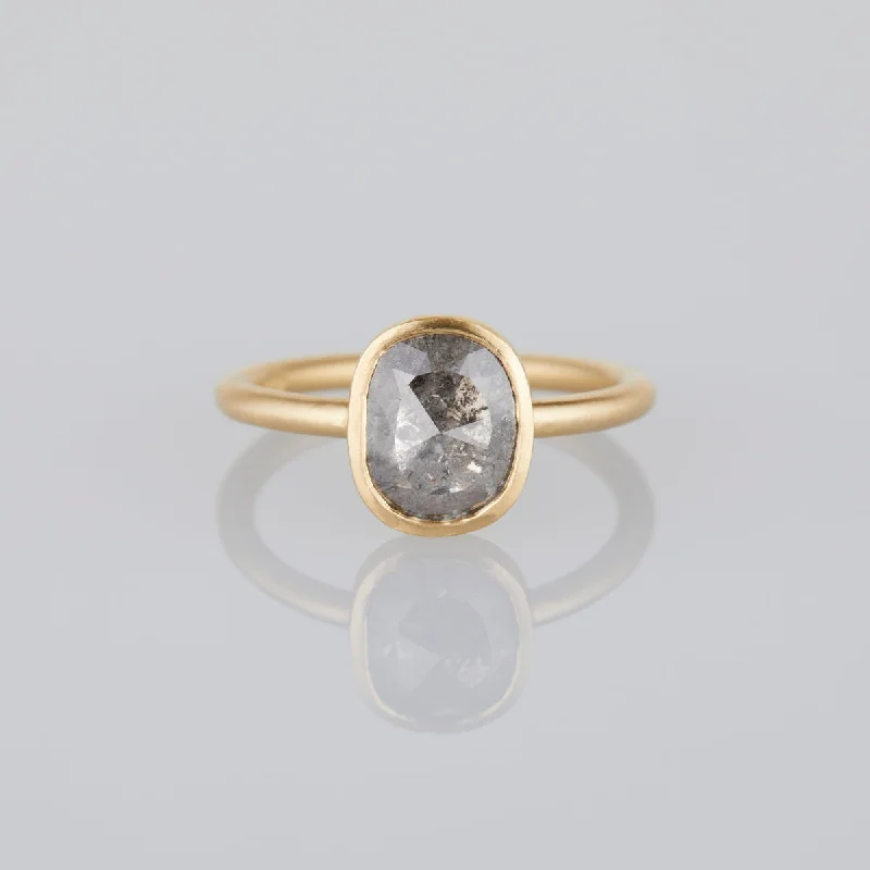 Dainty Floral Jewelry For Feminine Elegance DR126-OOAK | 1.34 Carat One-of-a-Kind Oval Rose Cut Grey Diamond Ring Dainty Floral Jewelry For Feminine Elegance DR126-OOAK | 1.34 Carat One-of-a-Kind Oval Rose Cut Grey Diamond Ring