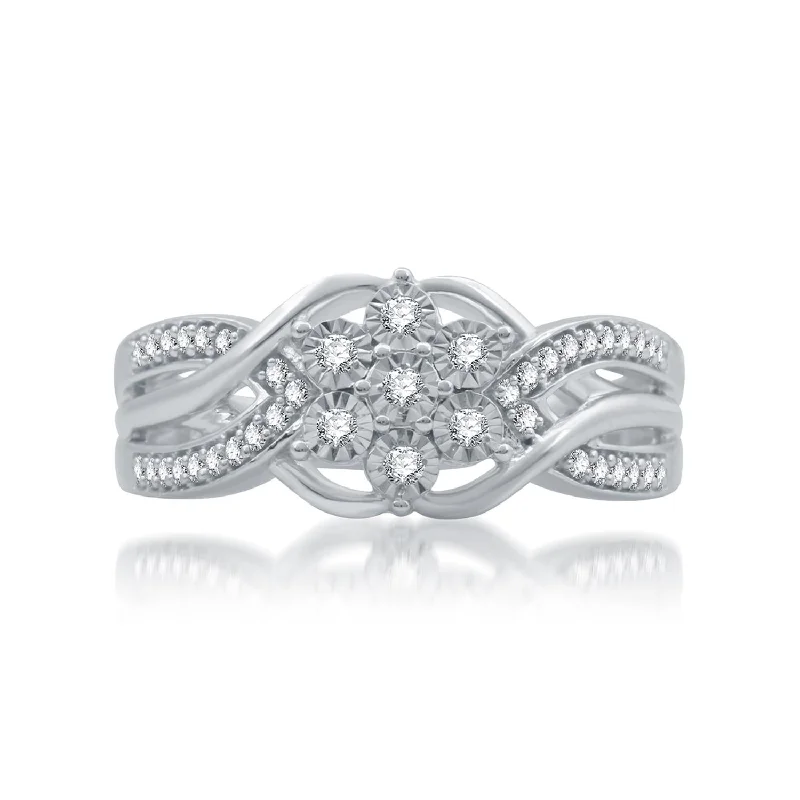 Jewelry Sale Bonanza – Grab Your Sparkle Now 1/4 CTW Diamond Illusion Set Fashion Ring in Rhodium Plated Sterling Silver Jewelry Sale Bonanza – Grab Your Sparkle Now 1/4 CTW Diamond Illusion Set Fashion Ring in Rhodium Plated Sterling Silver