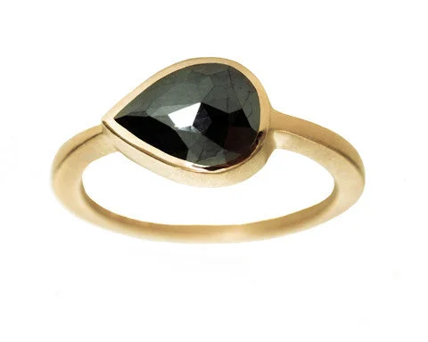 Elegant Jewelry At Unbeatable Offers – Shop Before It's Gone 1.55ct Pear Rose-cut Black Diamond & Yellow Gold Bezel Ring Elegant Jewelry At Unbeatable Offers – Shop Before It's Gone 1.55ct Pear Rose-cut Black Diamond & Yellow Gold Bezel Ring