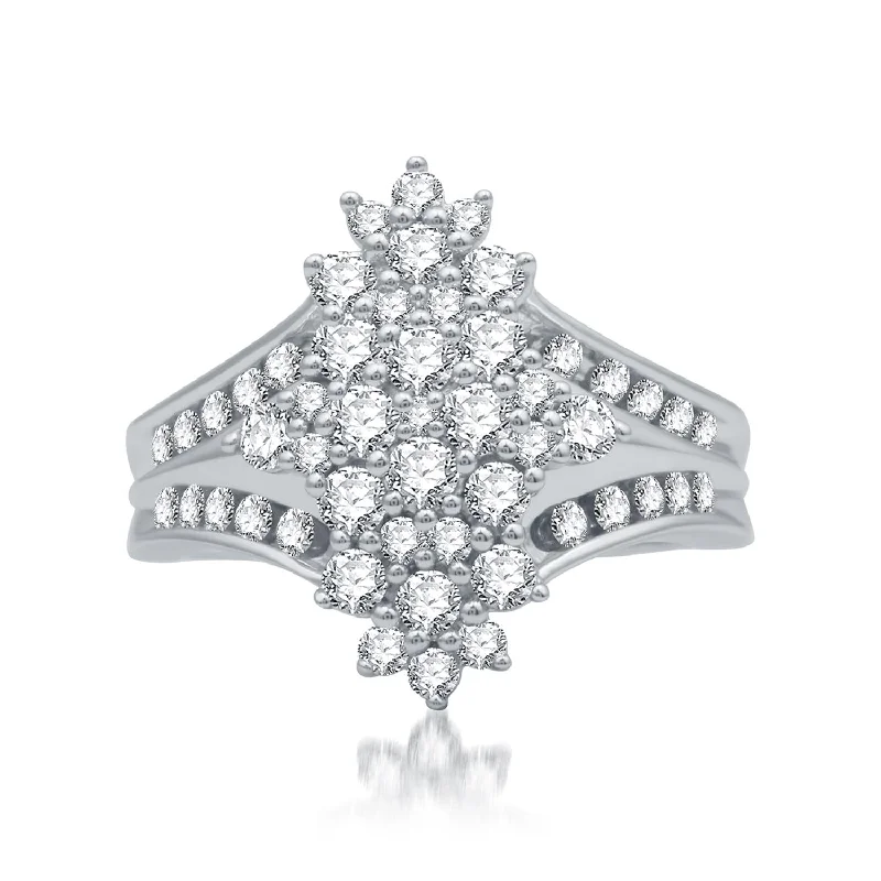 Get The Best Deals On Timeless Jewelry Pieces 1 CTW Diamond Cluster Fashion Ring in Rhodium Plated Sterling Silver Get The Best Deals On Timeless Jewelry Pieces 1 CTW Diamond Cluster Fashion Ring in Rhodium Plated Sterling Silver