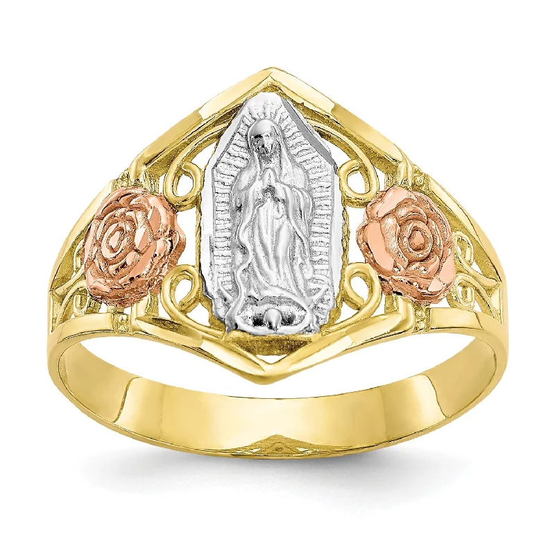 Fashion-Forward Jewelry At Incredible Prices 10KT Tri-Color Gold Guadalupe Ring; Size 6