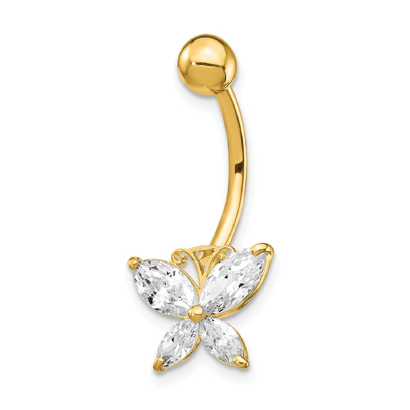 Limited-Time Offer On Elegant Jewelry Pieces 10KT Yellow Gold Cubic Zirconia 26X11MM Butterfly Belly Ring Limited-Time Offer On Elegant Jewelry Pieces 10KT Yellow Gold Cubic Zirconia 26X11MM Butterfly Belly Ring