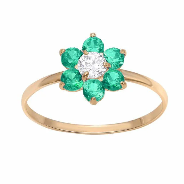 Timeless Elegance At Unbelievable Discounts 10KT Yellow Gold Emerald Childrens Birthstone Flower Ring; Size 3 Timeless Elegance At Unbelievable Discounts 10KT Yellow Gold Emerald Childrens Birthstone Flower Ring; Size 3