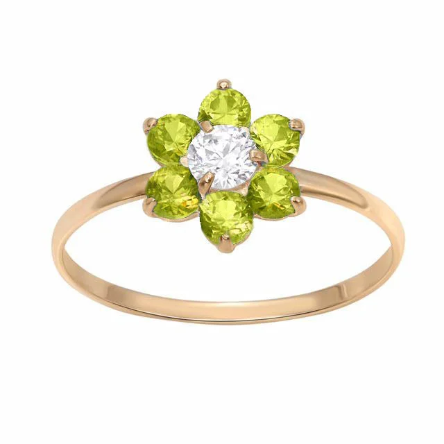 Handcrafted Jewelry Sale – Unique Designs At Low Prices 10KT Yellow Gold Peridot Childrens Birthstone Flower Ring; Size 3 Handcrafted Jewelry Sale – Unique Designs At Low Prices 10KT Yellow Gold Peridot Childrens Birthstone Flower Ring; Size 3