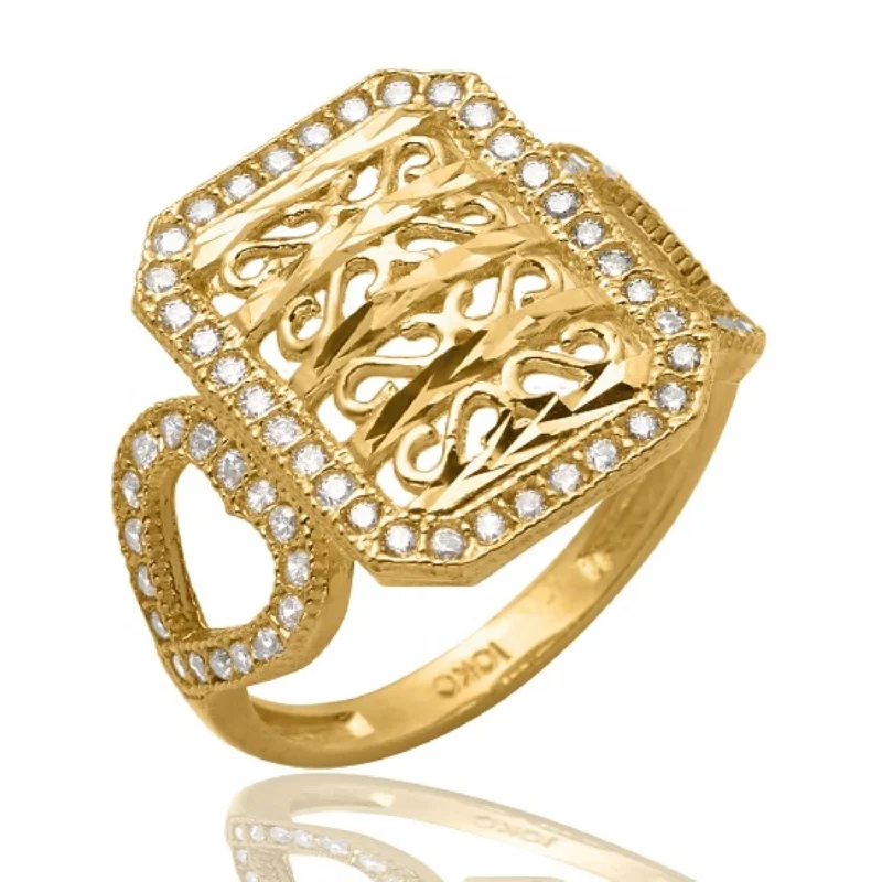 Bestselling Jewelry At Special Promotional Rates 10KT Yellow Gold Round Cubic Zirconia Filigree Ring Bestselling Jewelry At Special Promotional Rates 10KT Yellow Gold Round Cubic Zirconia Filigree Ring