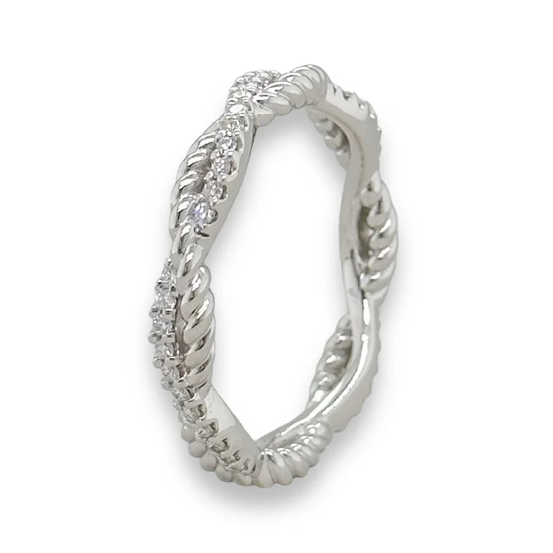 Affordable Elegance – Special Jewelry Sale Now Live 14K W Gold 0.25cttw H-I/SI1-2 Diamond Twisted Eternity Band