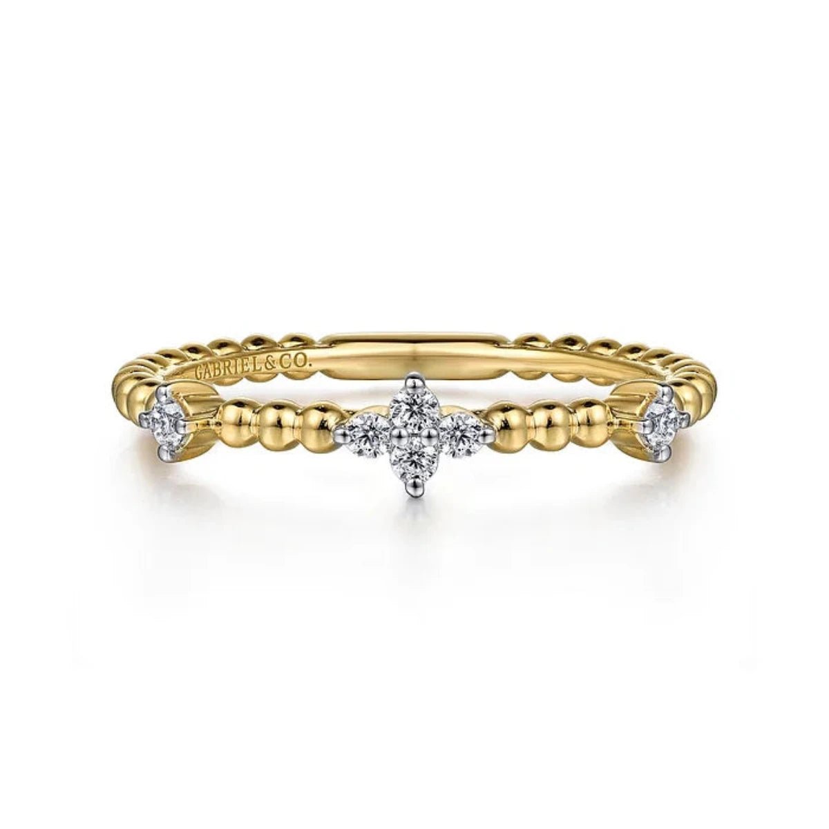 High-End Sparkle, Low-End Prices – Jewelry Sale Live 14K Y Gold 0.10ctw G/SI2 Beaded Diamond Station Ring