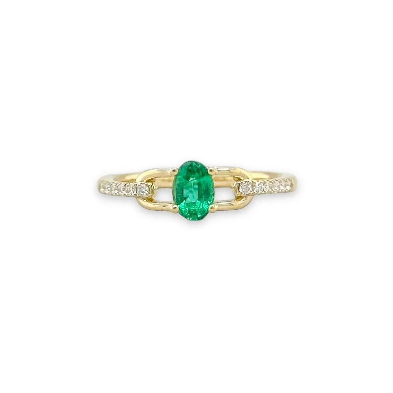 Premium Jewelry Now Available At Special Discounts 14K Y Gold 0.39ctw Emerald and 0.11ctw Diamond Ring