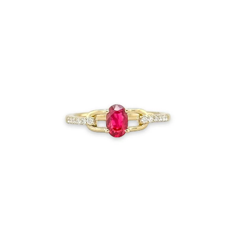 Shop Fine Jewelry With Exclusive Savings 14K Y Gold 0.55ctw Ruby and 0.10ctw Diamond Ring