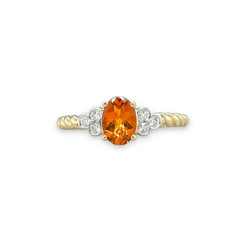Discounted Luxury Jewelry – Shine Without The Splurge 14K Y Gold 0.68ct Citrine and 0.09ctw G/VS2 Diamond Ring