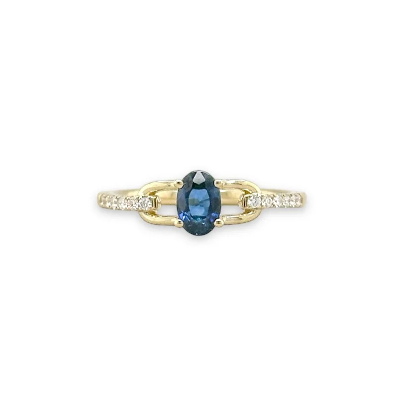 Shop Stylish Jewelry Now And Save Big 14K Y Gold 0.74ctw Sapphire and 0.10ctw Diamond Ring