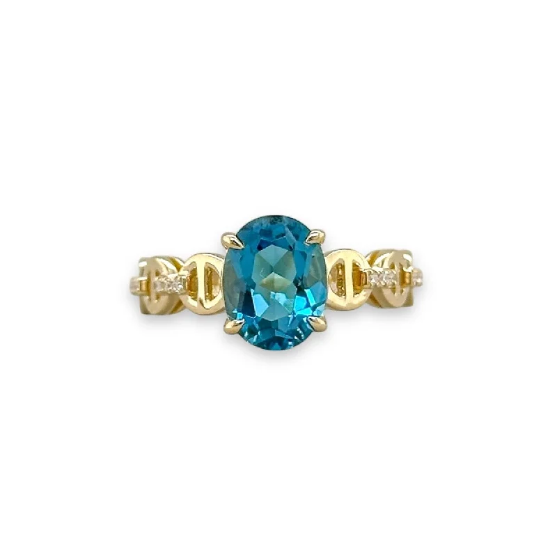 Personalized Jewelry Sale – Meaningful Gifts At Great Prices 14K Y Gold 2.13ct Blue Topaz and 0.04ctw G/SI1 Diamond Ring