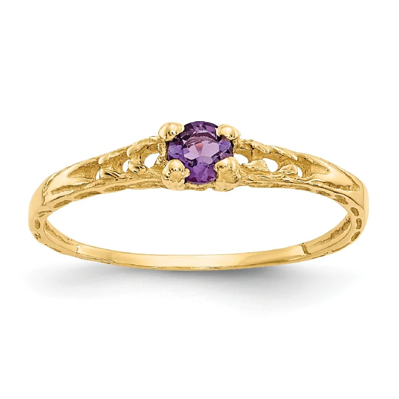 Luxury Meets Affordability – Jewelry Sale Live Now 14KT Yellow Gold 3MM Round Amethyst Birthstone Baby Ring; Size 3