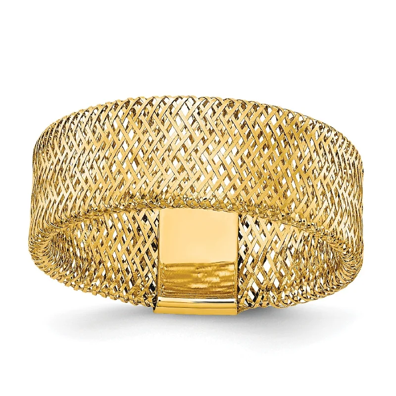 Premium Jewelry Now Available At Special Discounts 14KT Yellow Gold 7.5MM Stretch Mesh Ring Premium Jewelry Now Available At Special Discounts 14KT Yellow Gold 7.5MM Stretch Mesh Ring