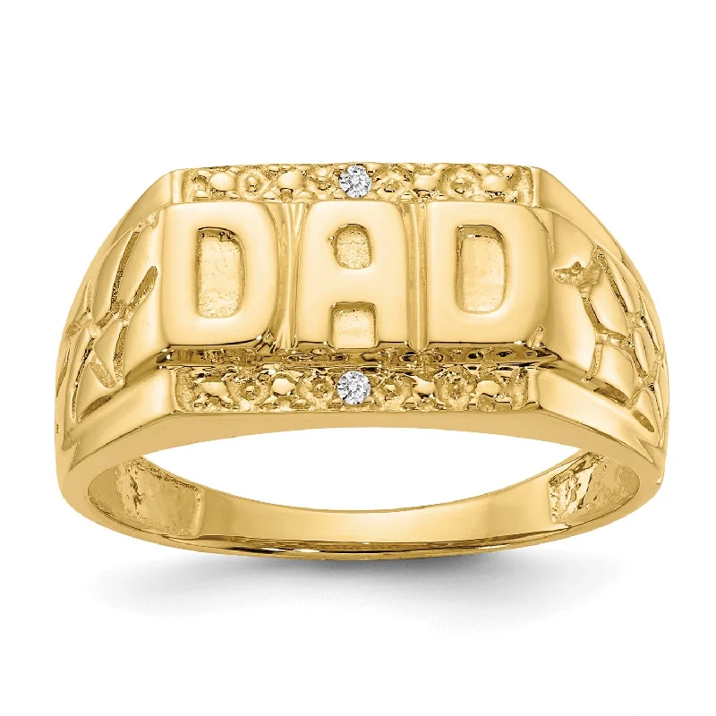 Trendy Minimalist Jewelry For Everyday Wear 14KT Yellow Gold Diamond Accent Dad Ring; Size 9 Trendy Minimalist Jewelry For Everyday Wear 14KT Yellow Gold Diamond Accent Dad Ring; Size 9