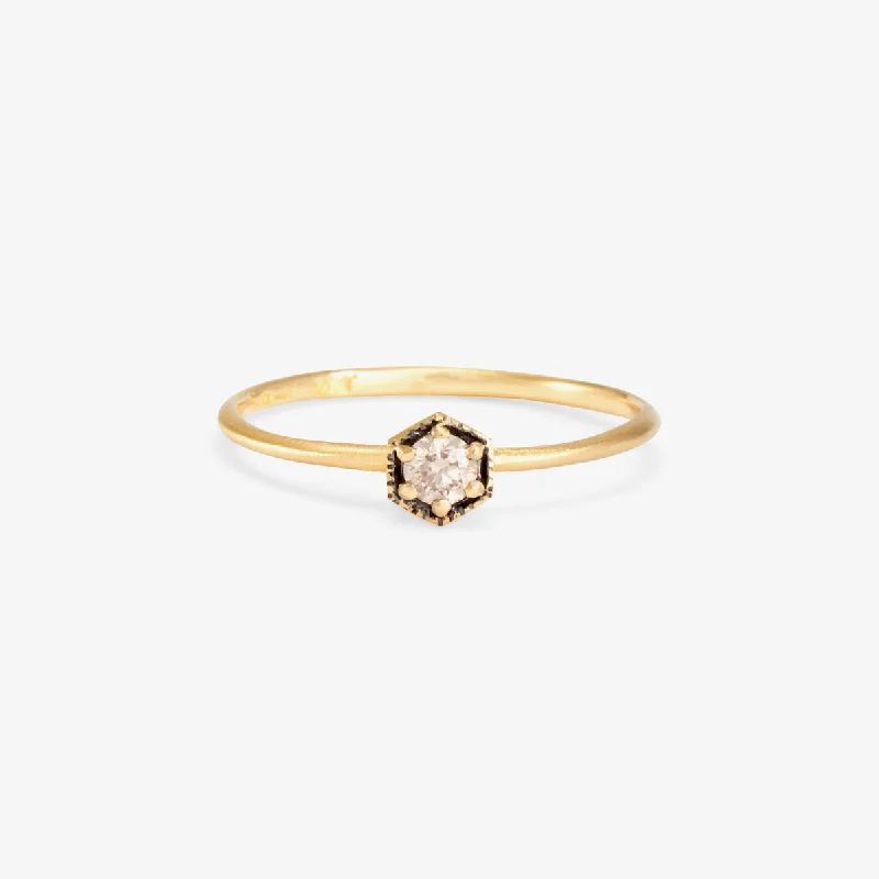 Discounted Jewelry For A Glamorous Look R2202BR | 3mm Brown Diamond Hexagon Ring