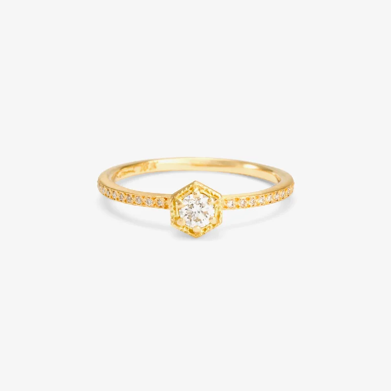 Shop Stylish Jewelry Now And Save Big R9903W | 3.5mm White Diamond Hexagon Pave Ring