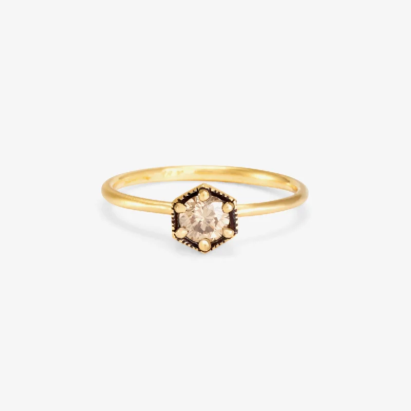 Grab Exquisite Jewelry At The Lowest Prices R2205BR | 4.5mm Brown Diamond Hexagon Ring Grab Exquisite Jewelry At The Lowest Prices R2205BR | 4.5mm Brown Diamond Hexagon Ring