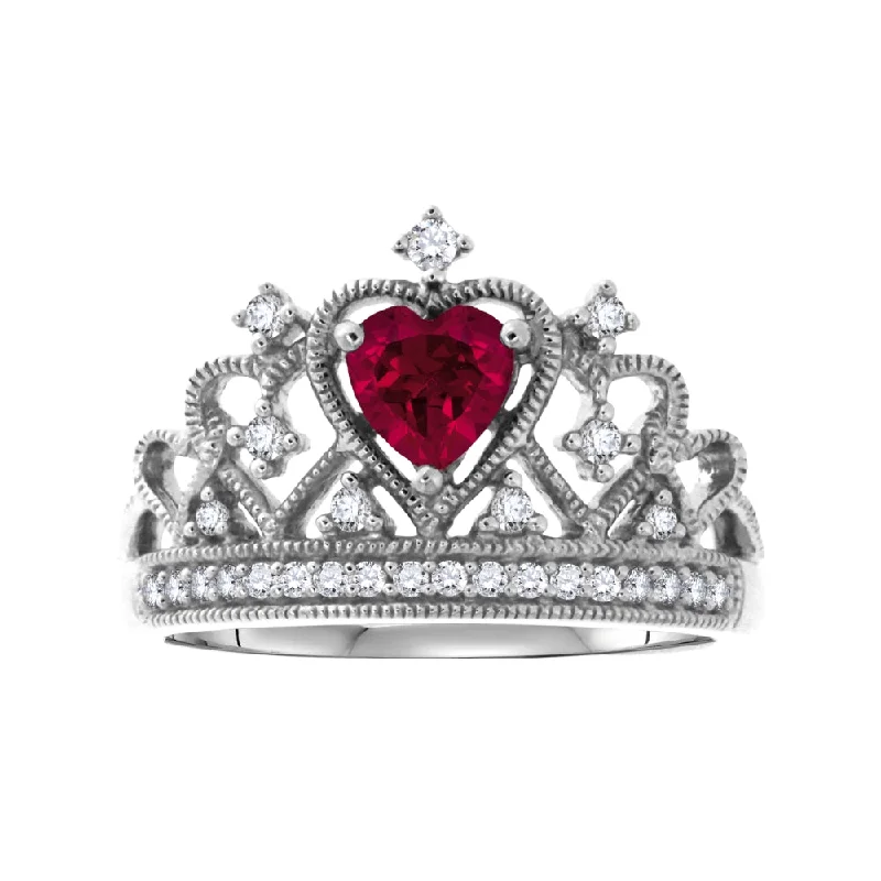 Exclusive Jewelry Sale Event – Shop Now 5MM Heart Shape Ruby and White Sapphire Tiara Crown Ring in Sterling Silver Exclusive Jewelry Sale Event – Shop Now 5MM Heart Shape Ruby and White Sapphire Tiara Crown Ring in Sterling Silver