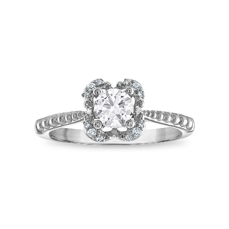 The Biggest Jewelry Sale Of The Year Is Here 5MM Round White Topaz and White Sapphire Birthstone Flower Halo Ring in Sterling Silver The Biggest Jewelry Sale Of The Year Is Here 5MM Round White Topaz and White Sapphire Birthstone Flower Halo Ring in Sterling Silver