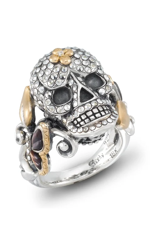 Shop Signature Jewelry Styles At Exclusive Prices Advanced Order.Someday Skull Ring – Diamond, Hematite & Black  Mother of Pearl