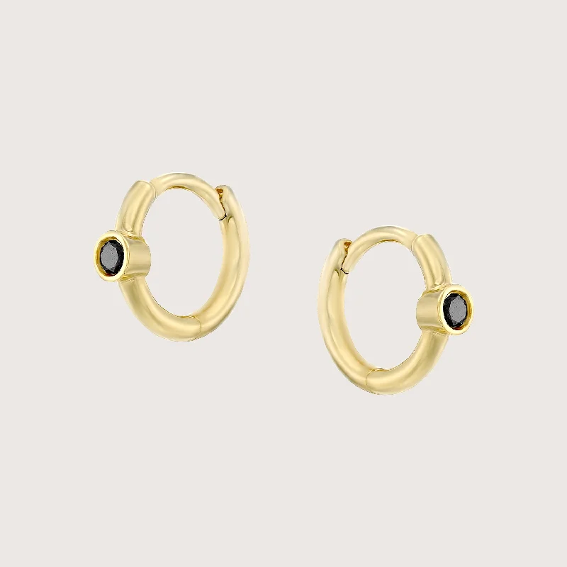 Shop Dazzling Jewelry At The Best Prices Alexis mini Hoop Gold Earring with Black Diamond Shop Dazzling Jewelry At The Best Prices Alexis mini Hoop Gold Earring with Black Diamond