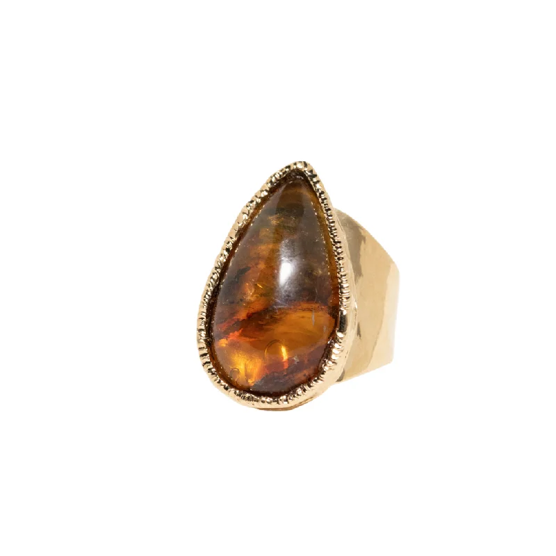 Dainty Floral Jewelry For Feminine Elegance Amber Teardrop Cocktail Ring