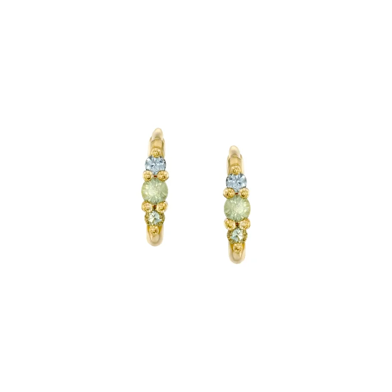 Dazzle In Elegance With Our Biggest Jewelry Sale Audrey Mini Hoop Earrings green rainbow sapphires Dazzle In Elegance With Our Biggest Jewelry Sale Audrey Mini Hoop Earrings green rainbow sapphires