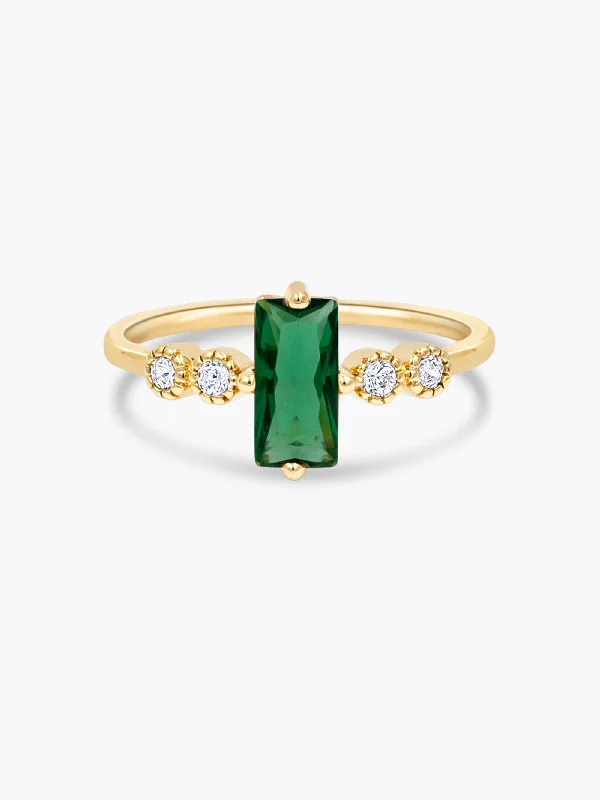 Limited Stock On Premium Jewelry At Low Prices Baguette Ring - Green