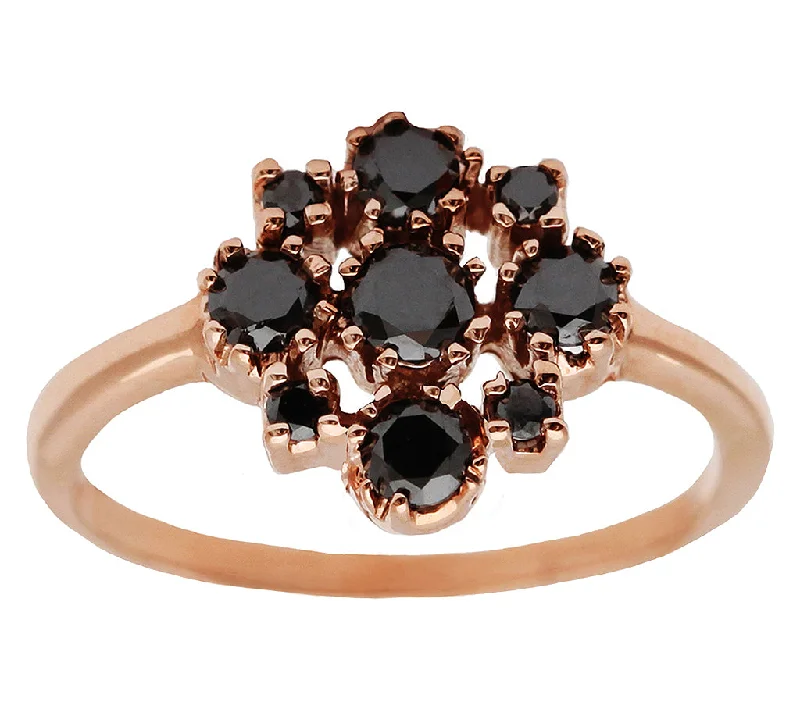 Versatile Layering Jewelry For Effortless Chic Rose Gold Marie Black Diamond Cluster Ring