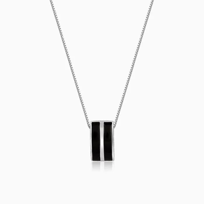 Best-Selling Jewelry Now Available At Special Deals Silver Bold Black Pendant With Box Chain For Him