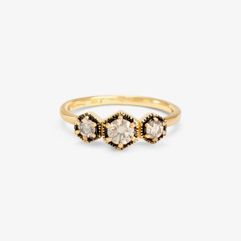 Sparkle For Less – Shop Our Limited-Time Jewelry Deals R8401BR | Brown Diamond Triple Hexagon Ring