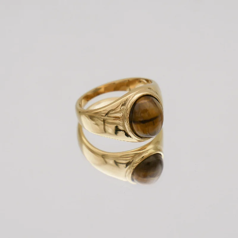 Your Perfect Accessory Now At The Best Price Amber Tiger Eye Signet Ring