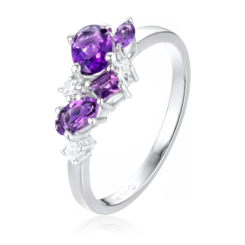 Fashion-Forward Geometric Jewelry For Contemporary Style Amethyst Cluster Ring