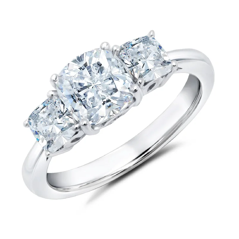 Limited-Time Offer On Elegant Jewelry Pieces Crislu Platinum Plated Sterling Silver and Cubic Zirconia Three Stone Ring