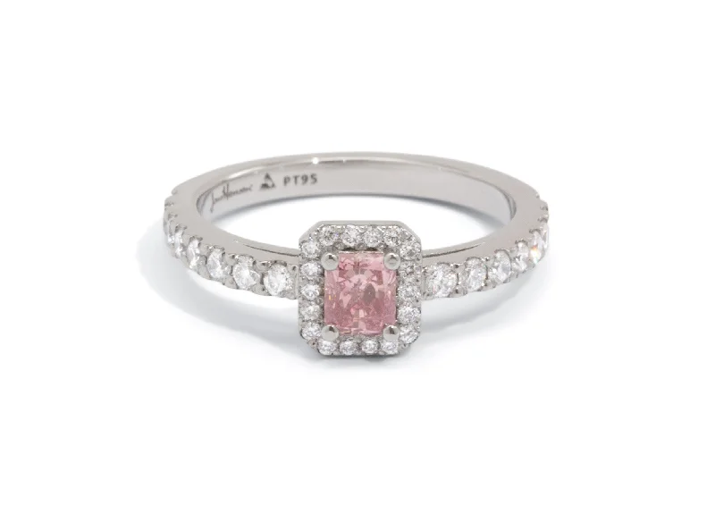 Exclusive Online Discounts On Stylish Jewelry Custom Pink Diamond Halo Engagement Ring, Platinum Exclusive Online Discounts On Stylish Jewelry Custom Pink Diamond Halo Engagement Ring, Platinum