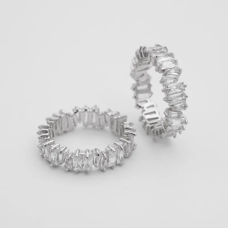 Affordable Luxury Jewelry For Every Occasion Jada Baguette Cut CZ Ring | Silver