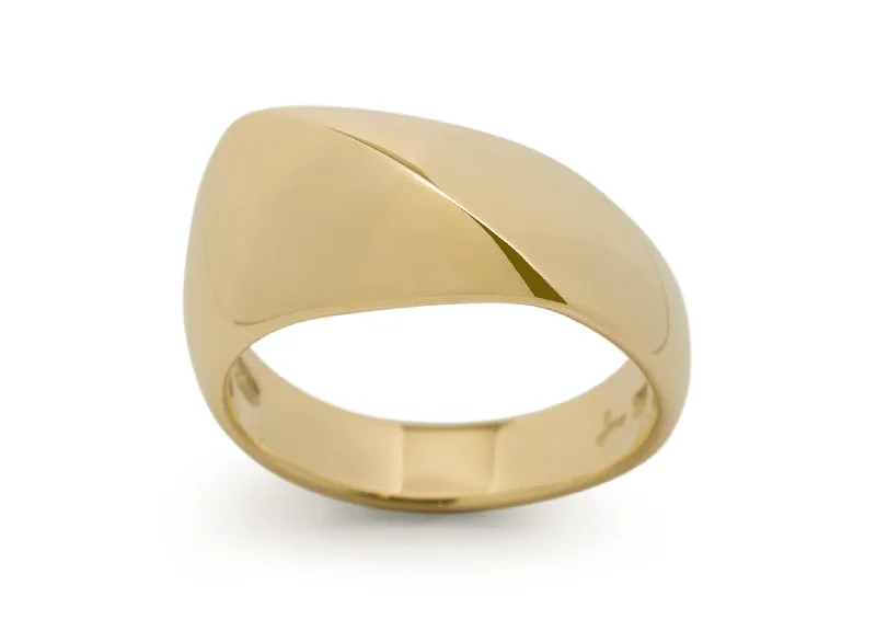 Big Discounts On Elegant Jewelry Collections Diagonal Dome Ring, Yellow Gold