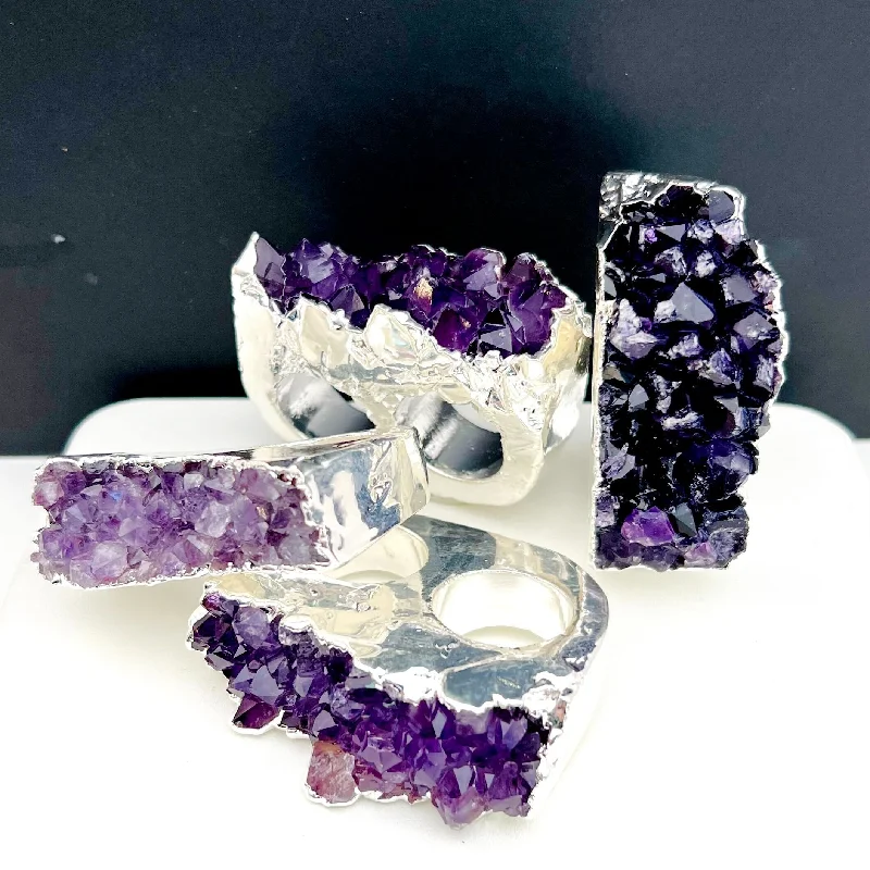 Grab Your Favorite Jewelry At The Lowest Prices Double Silver Miley GemFire Ring - Amethyst