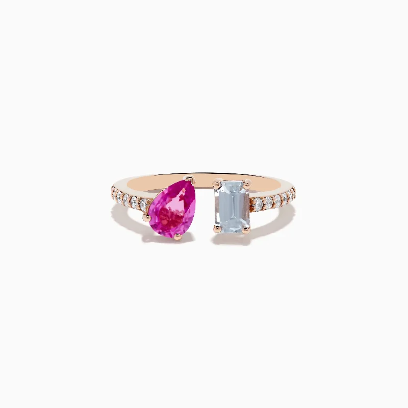 Affordable Luxury Jewelry – Style At A Great Price 14K Gold Diamond, Pink and White Sapphire Toi Et Moi Ring