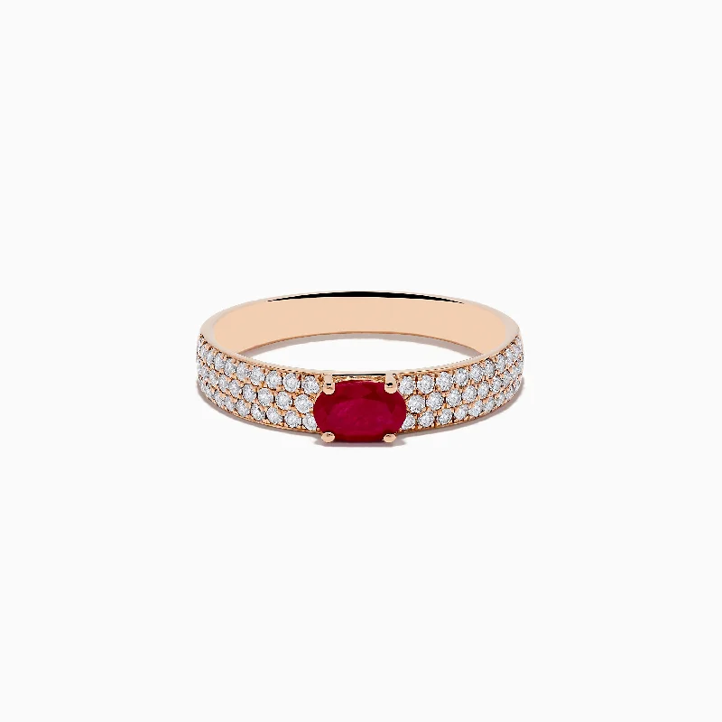 Discounted Jewelry For A Glamorous Look Ruby Royale 14K Rose Gold Ruby and Diamond Ring