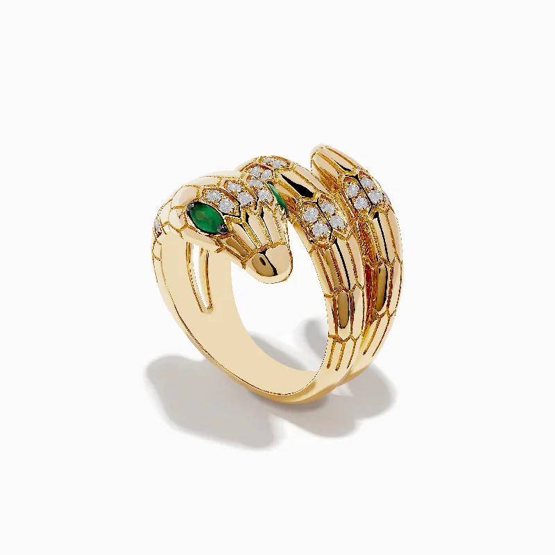 Personalized Jewelry Sale – Unique Pieces At Great Prices Safari 14K Yellow Gold Diamond and Emerald Snake Ring